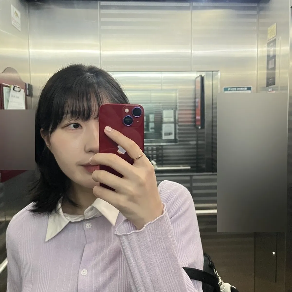 Hair settled after being dried toward the front