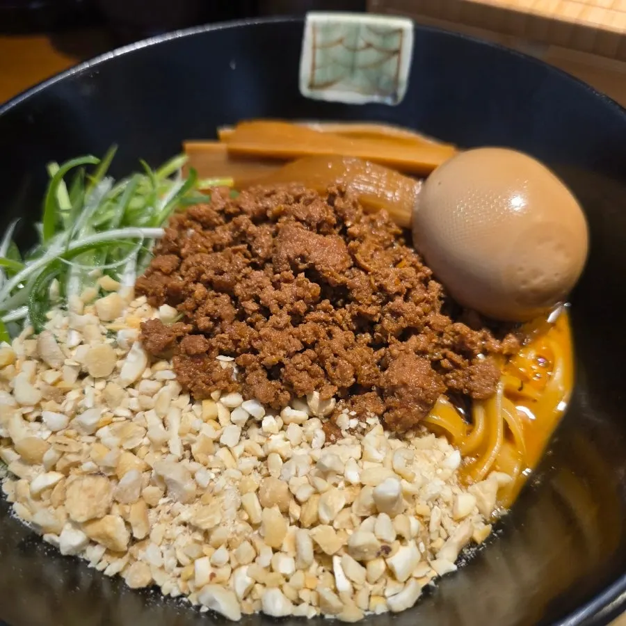 Japanese-style egg added to mazesoba