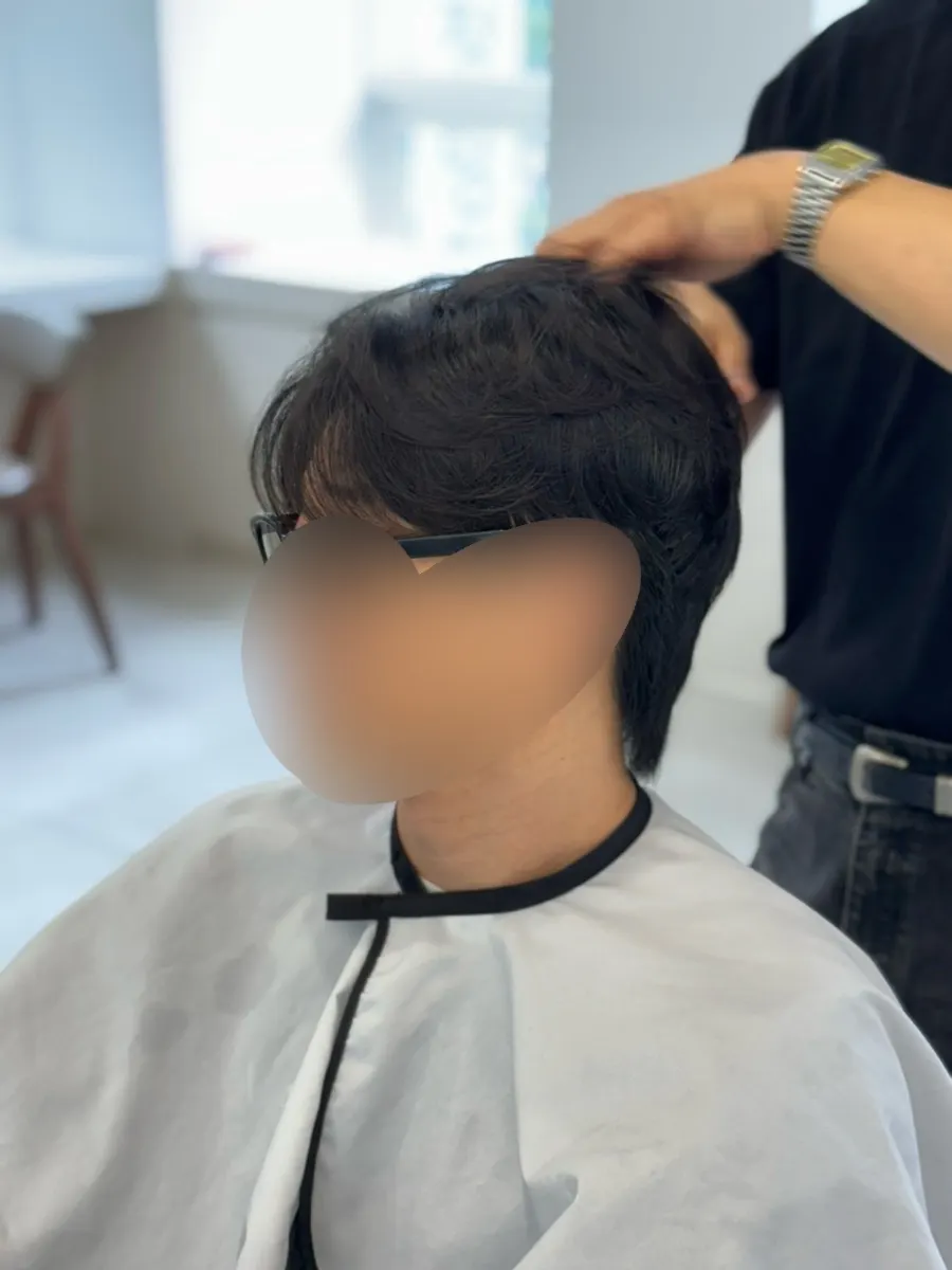 Front hairstyle after the all-in-one perm