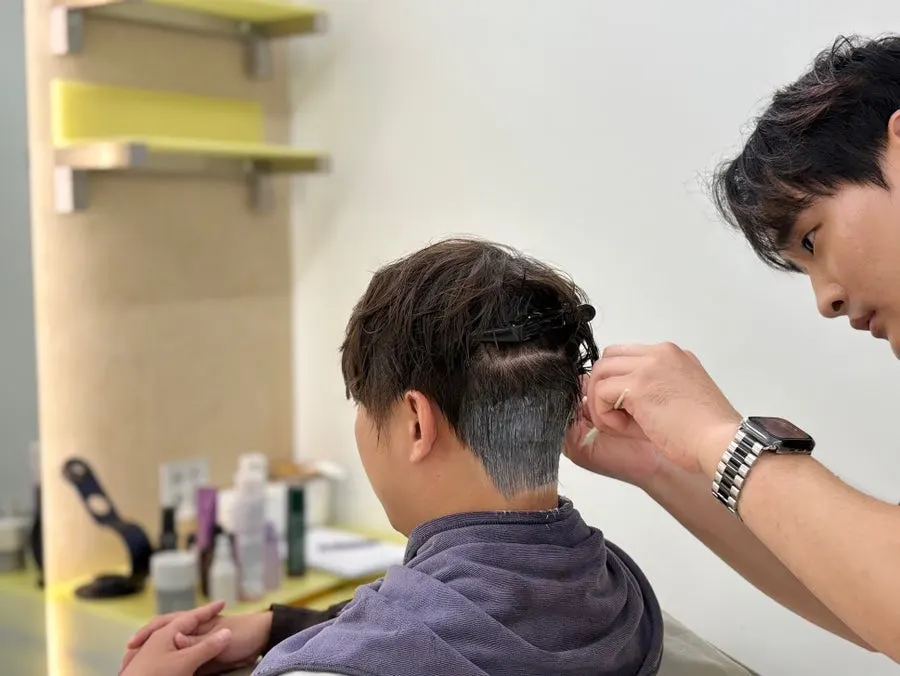 뒷머리 다운펌 시술 과정