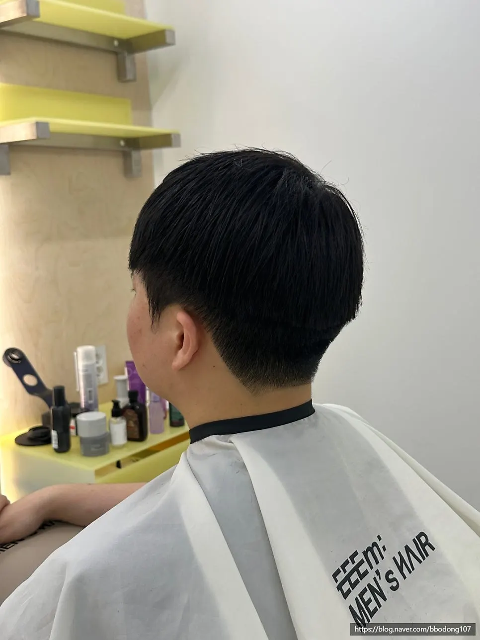Tidied-up hair after the cut