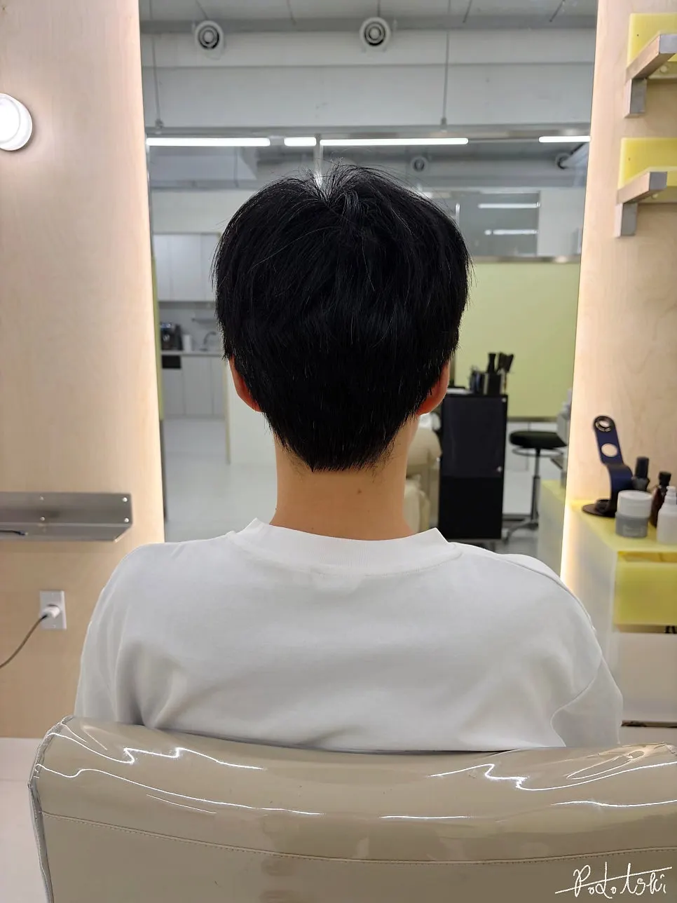 Shaggy back hair before the service