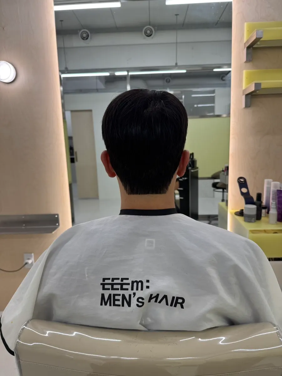 Back line after drying and styling were complete