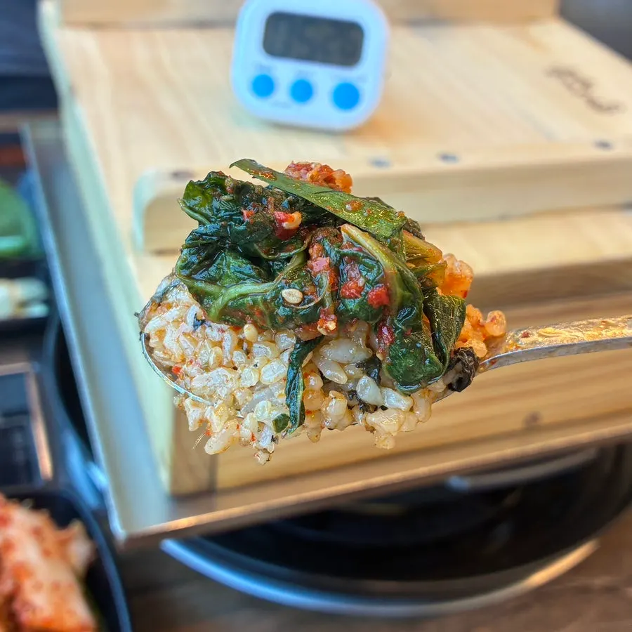 Sauces and kimchi to pair with the cedar-steamed duck