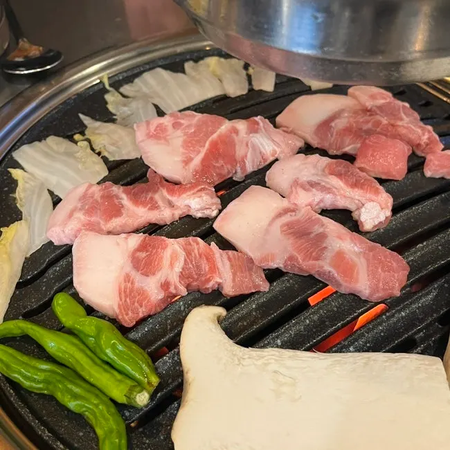 Order of chewy pork jowl and fresh pork belly