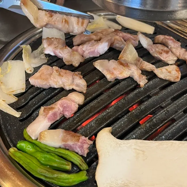 Meat on a charcoal grill