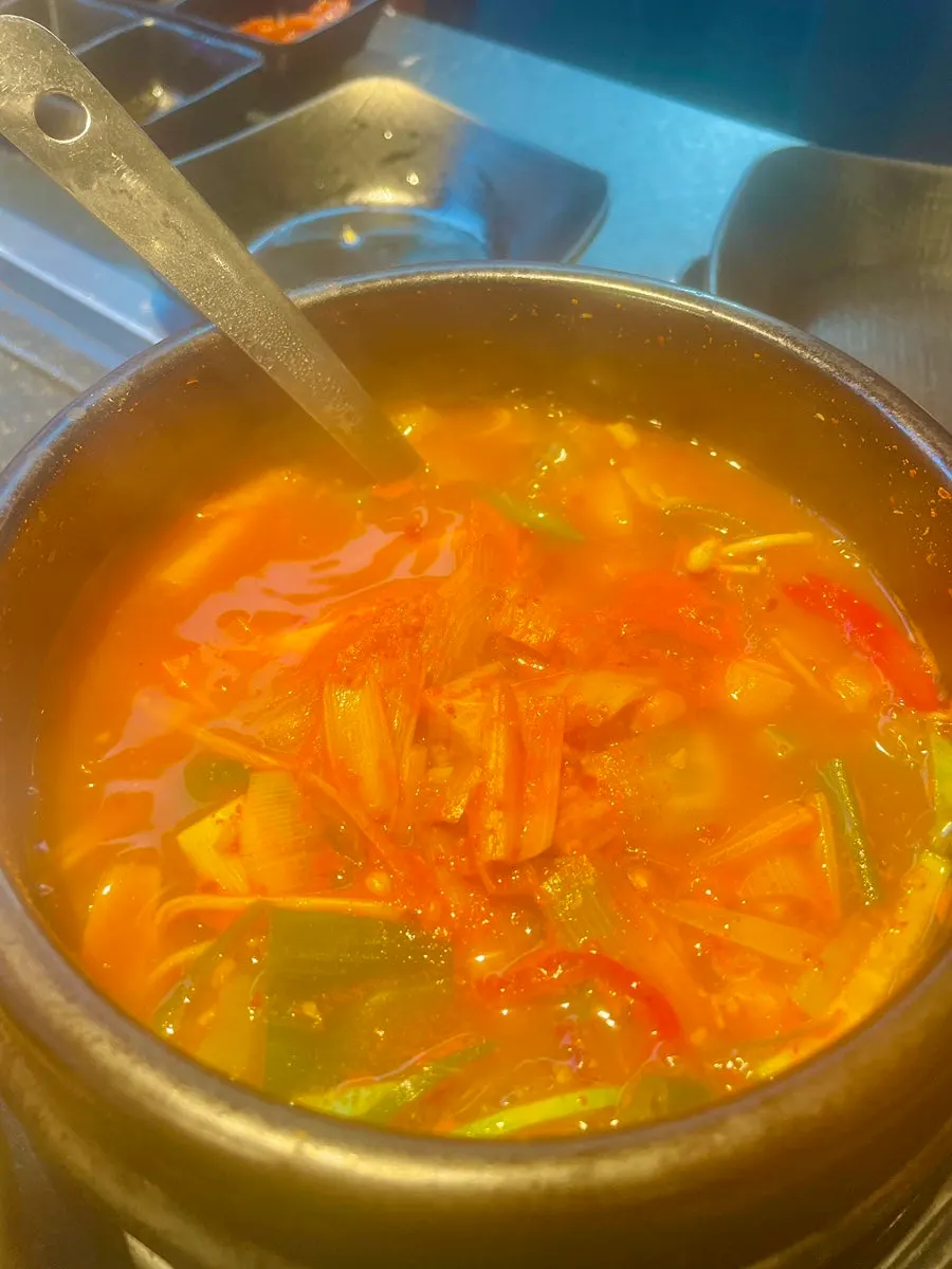 Soybean paste stew and a bowl of rice
