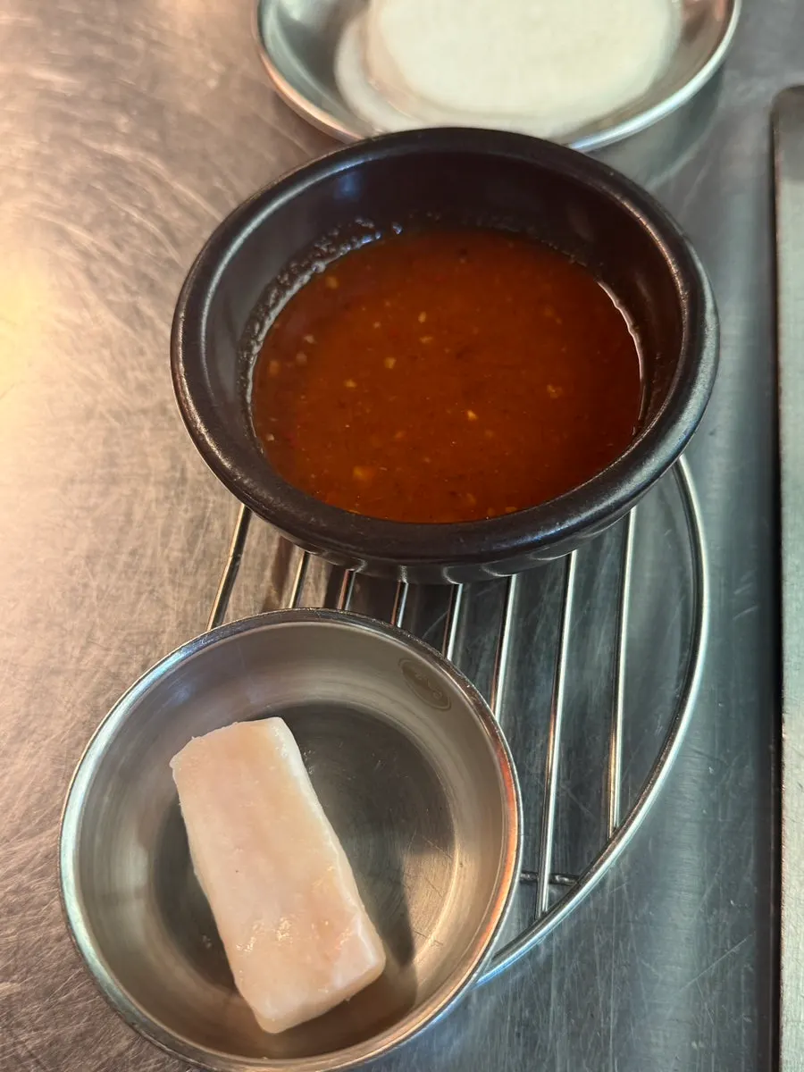 Shiitake wasabi and barley ssamjang sauces