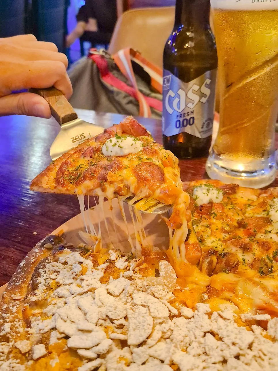Melting cheese on top of the pastry pizza toppings