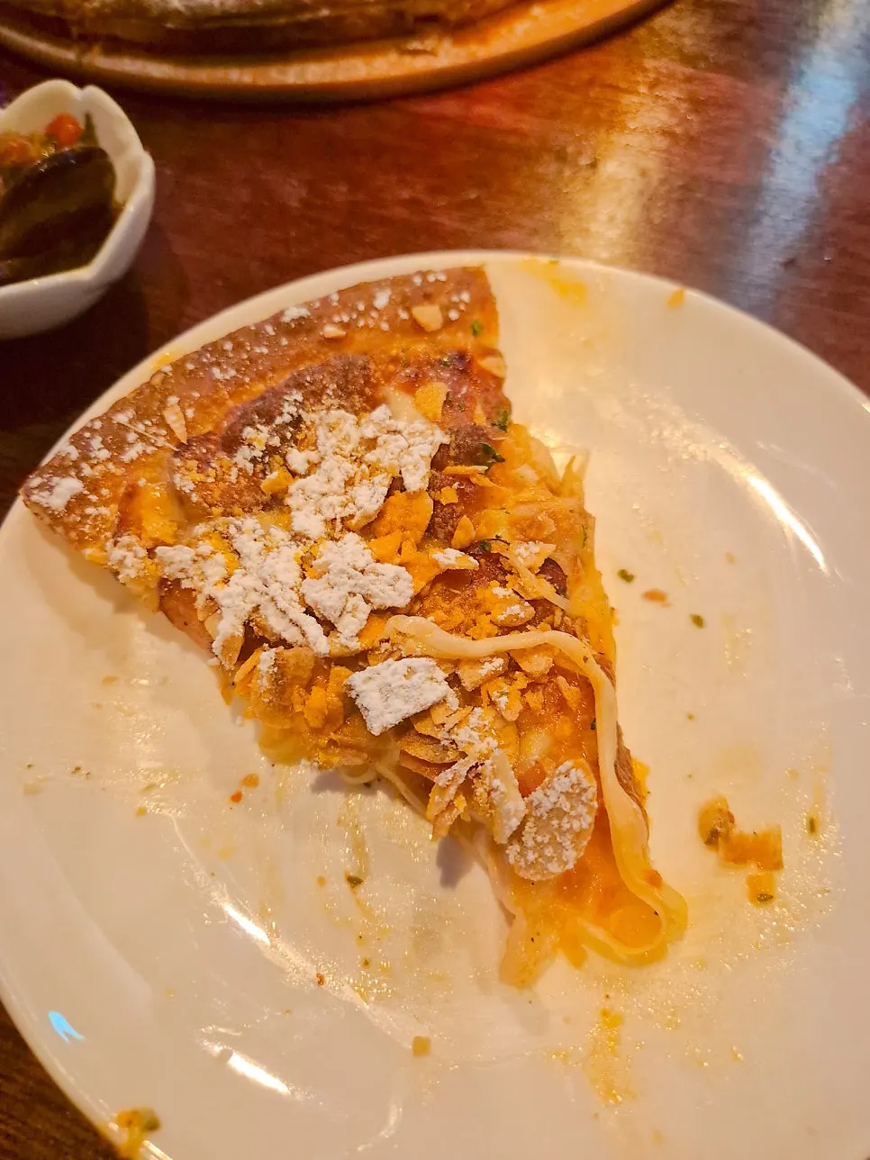 Garlic ham pizza topped with generous chunks of ham