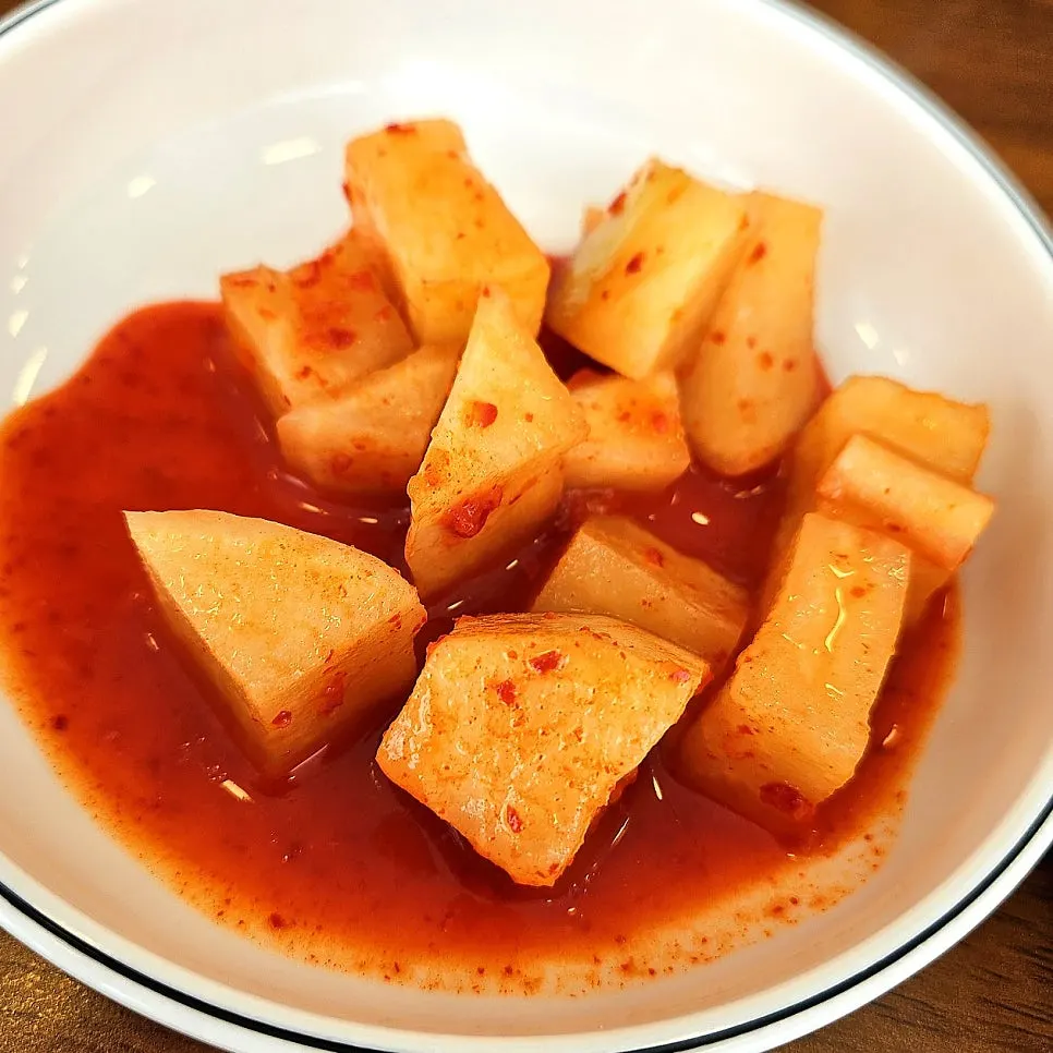 아삭한 깍두기 한 조각