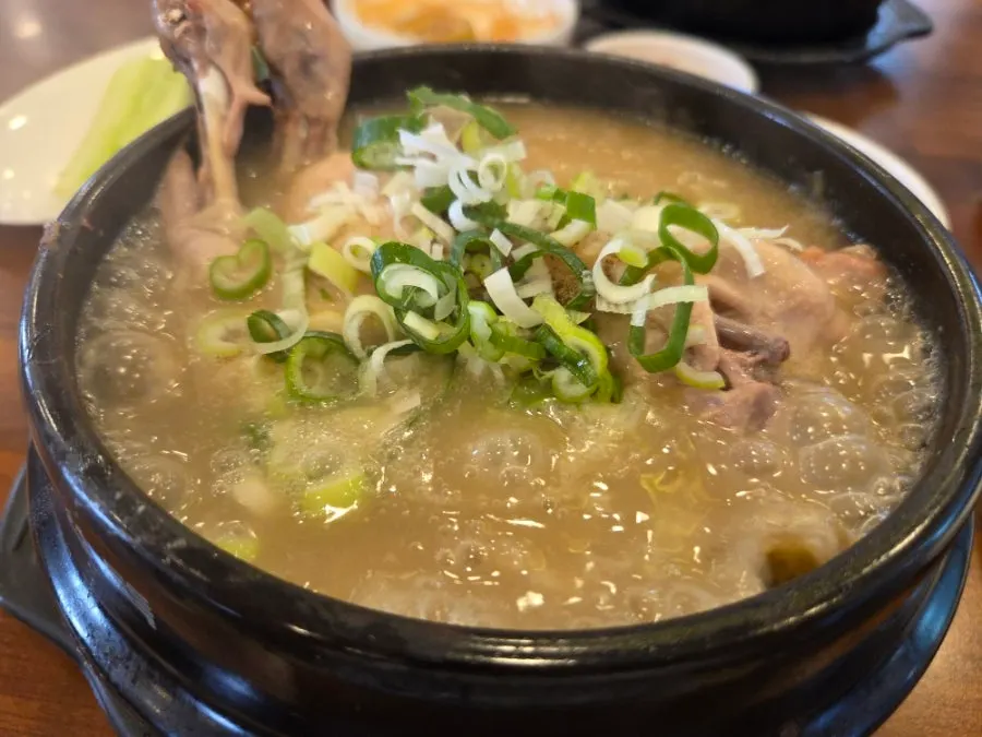뚝배기에 담긴 한방녹두삼계탕