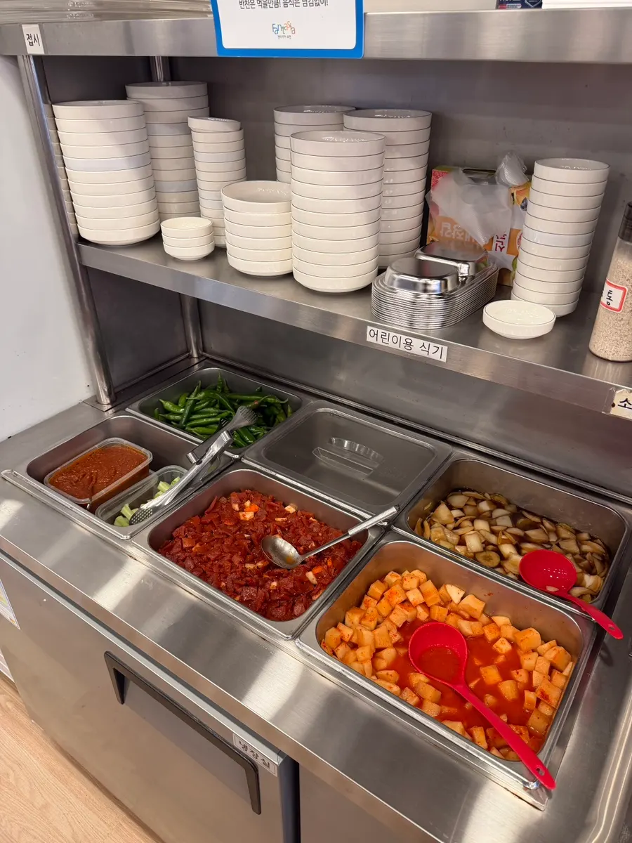 Extra side dishes brought from the self-serve bar