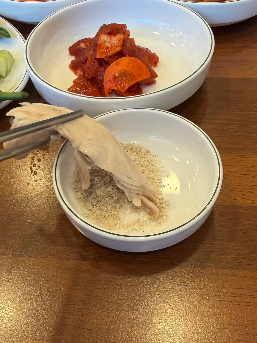 Whole chicken inside the samgyetang
