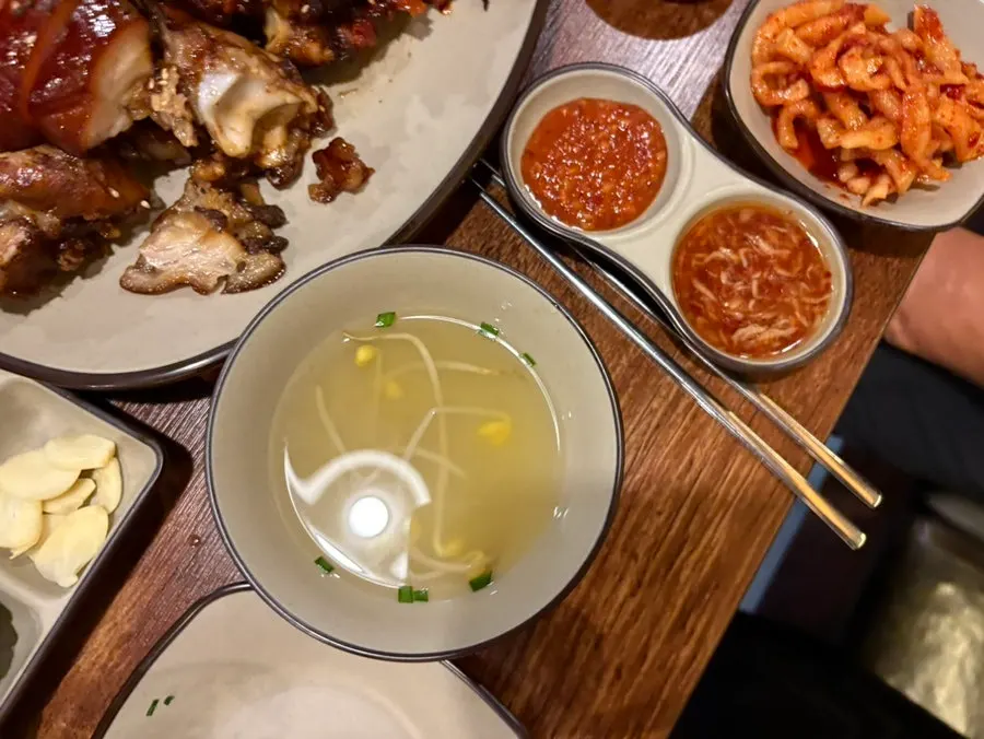 Complimentary bean sprout soup