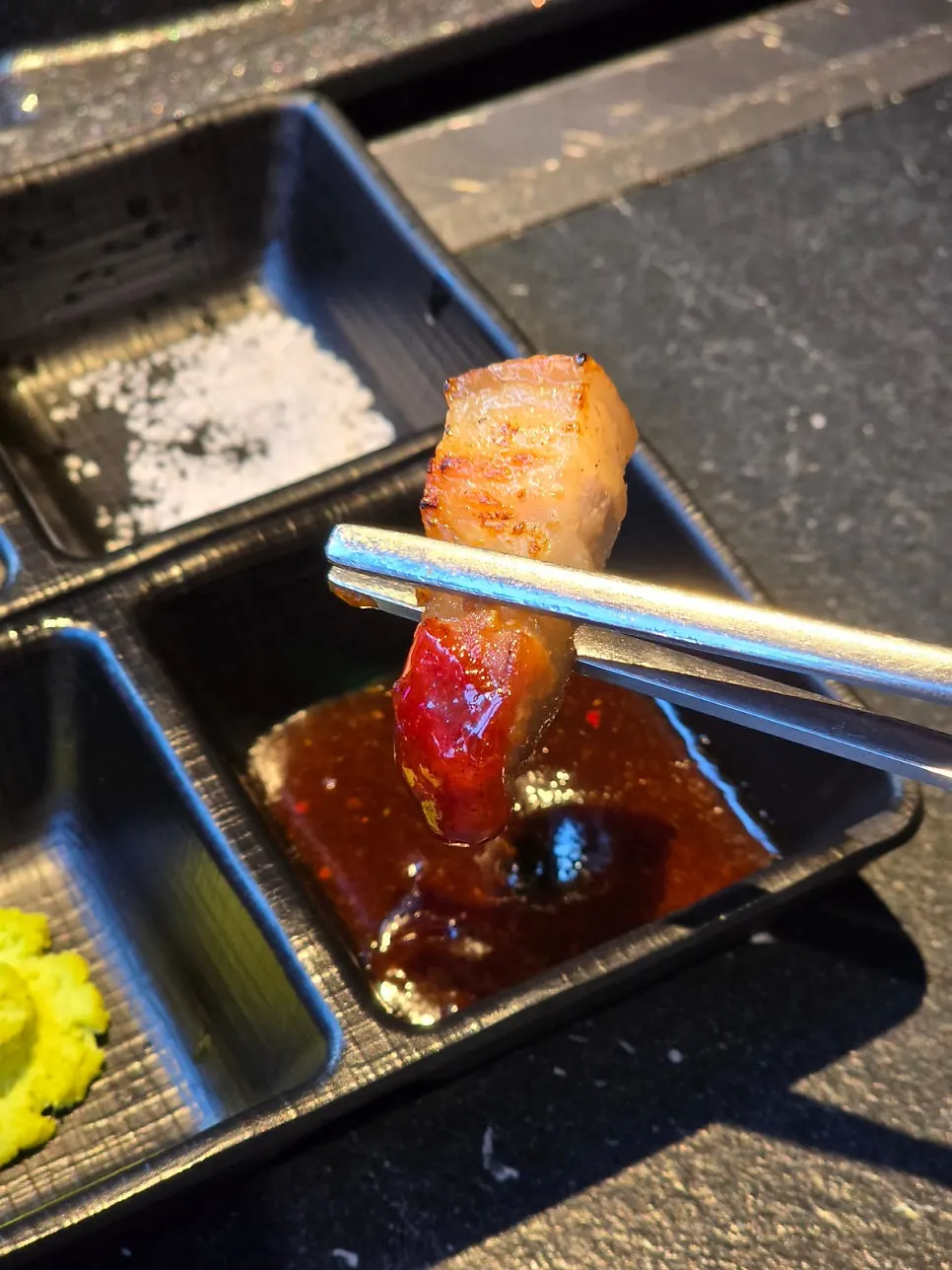 Meat combo paired with wasabi