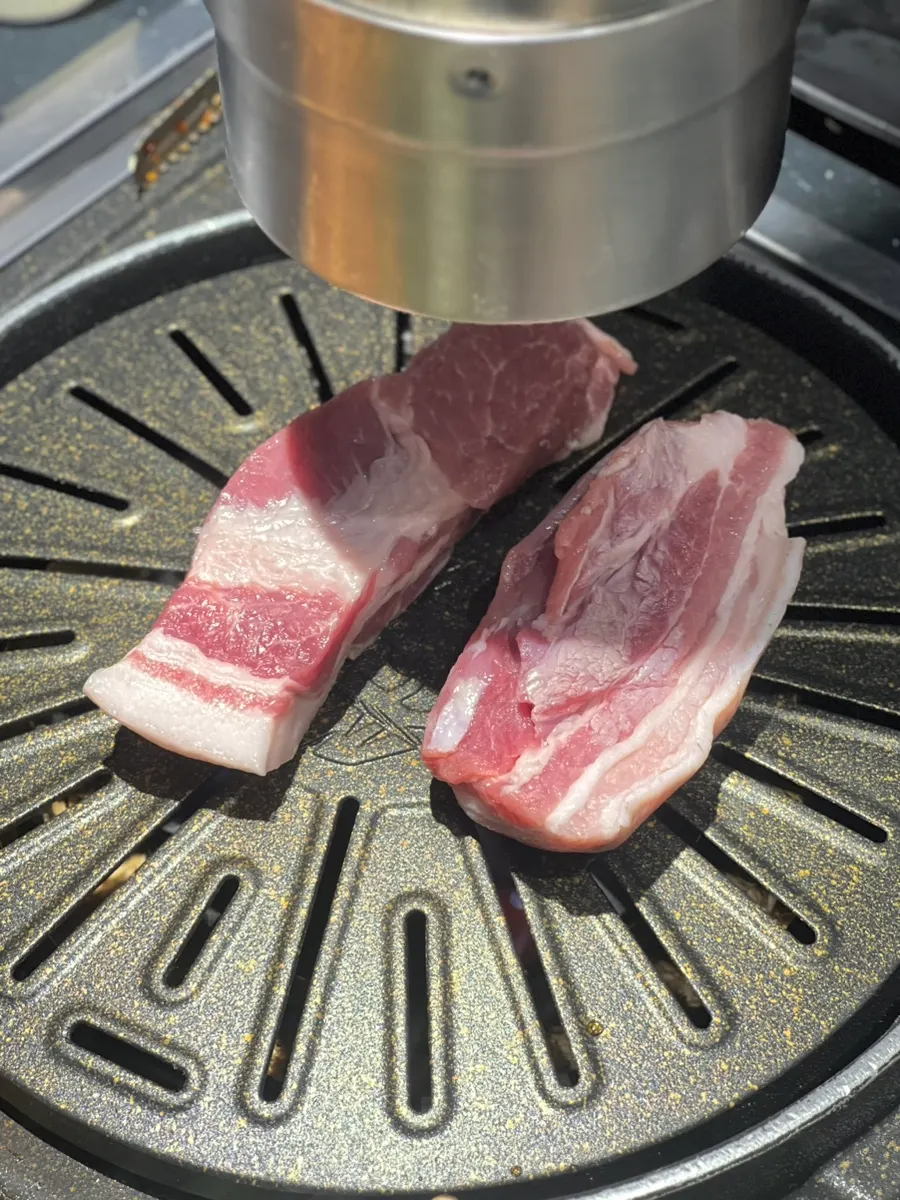Raw black pork belly and neck served on the table