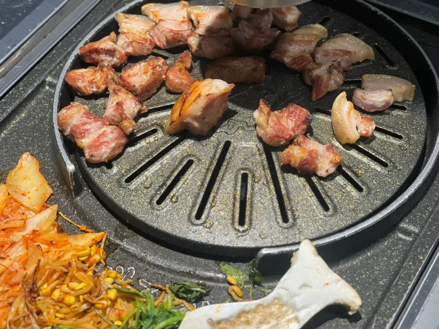 Fully cooked black pork on the grill