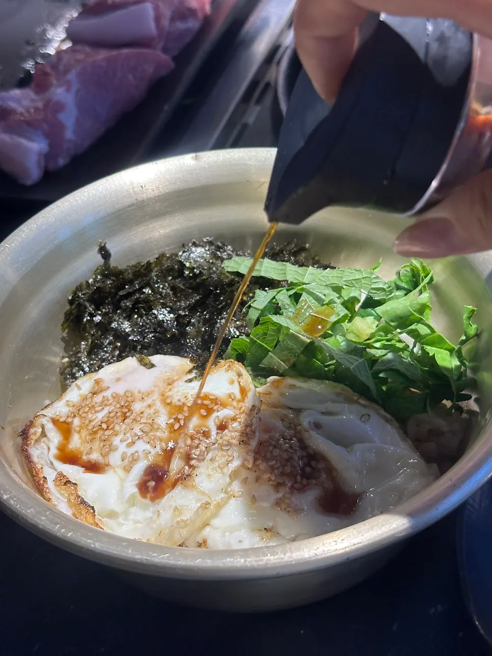 Basic banchan brought from the self-serve bar
