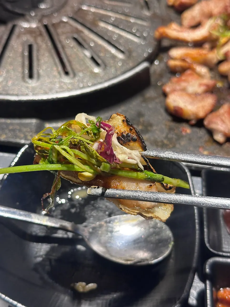 Meat wrapped in thinly grilled potato slices