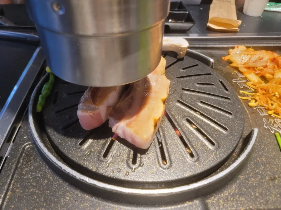 Boseong Nokdon pork belly on the grill