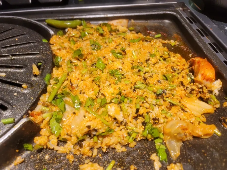 Gochu and king oyster mushrooms soaked in meat fat