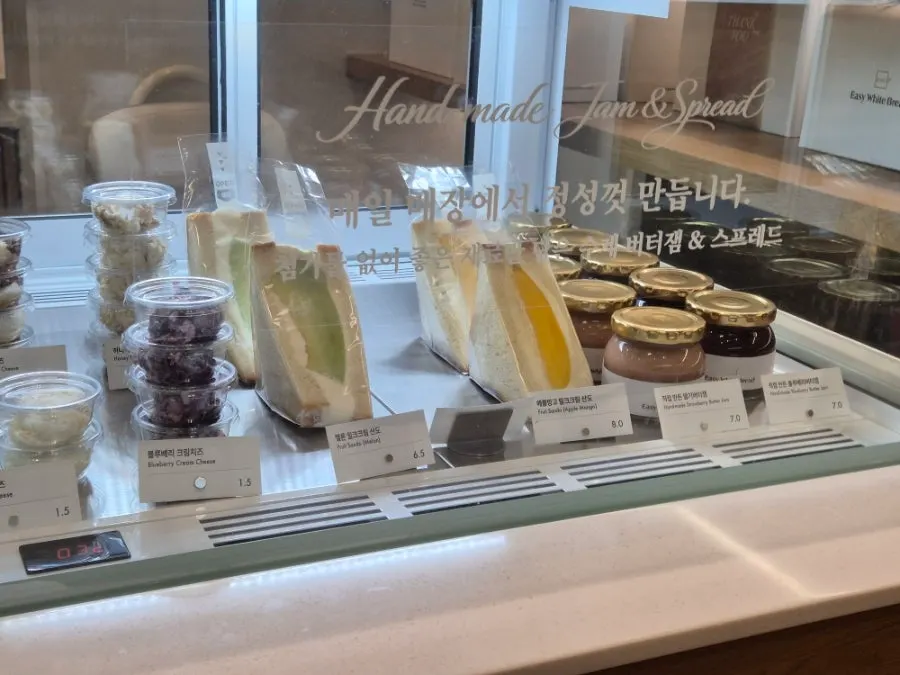Fresh milk bread menu displayed in the shop