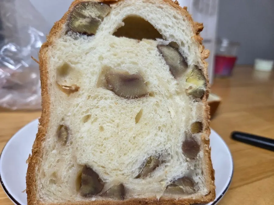 Soboro Chestnut Rice Cake milk bread packed for takeout