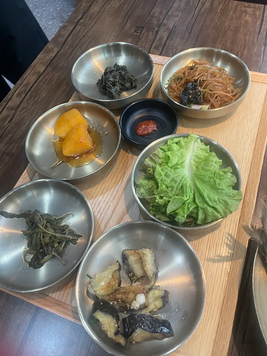 Korean table setting with two set meals