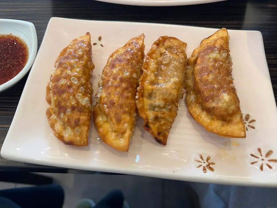 Complimentary jjamppong-flavored fried dumplings