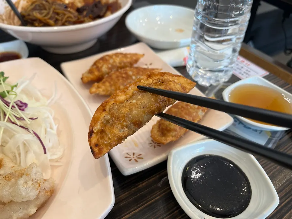 Close-up of crispy fried dumplings