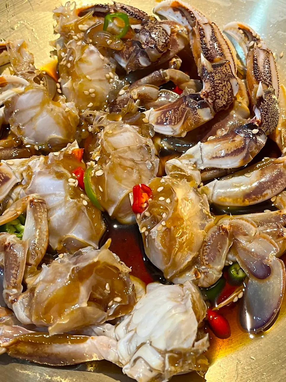 Domestic soy-marinated crab packed with meat