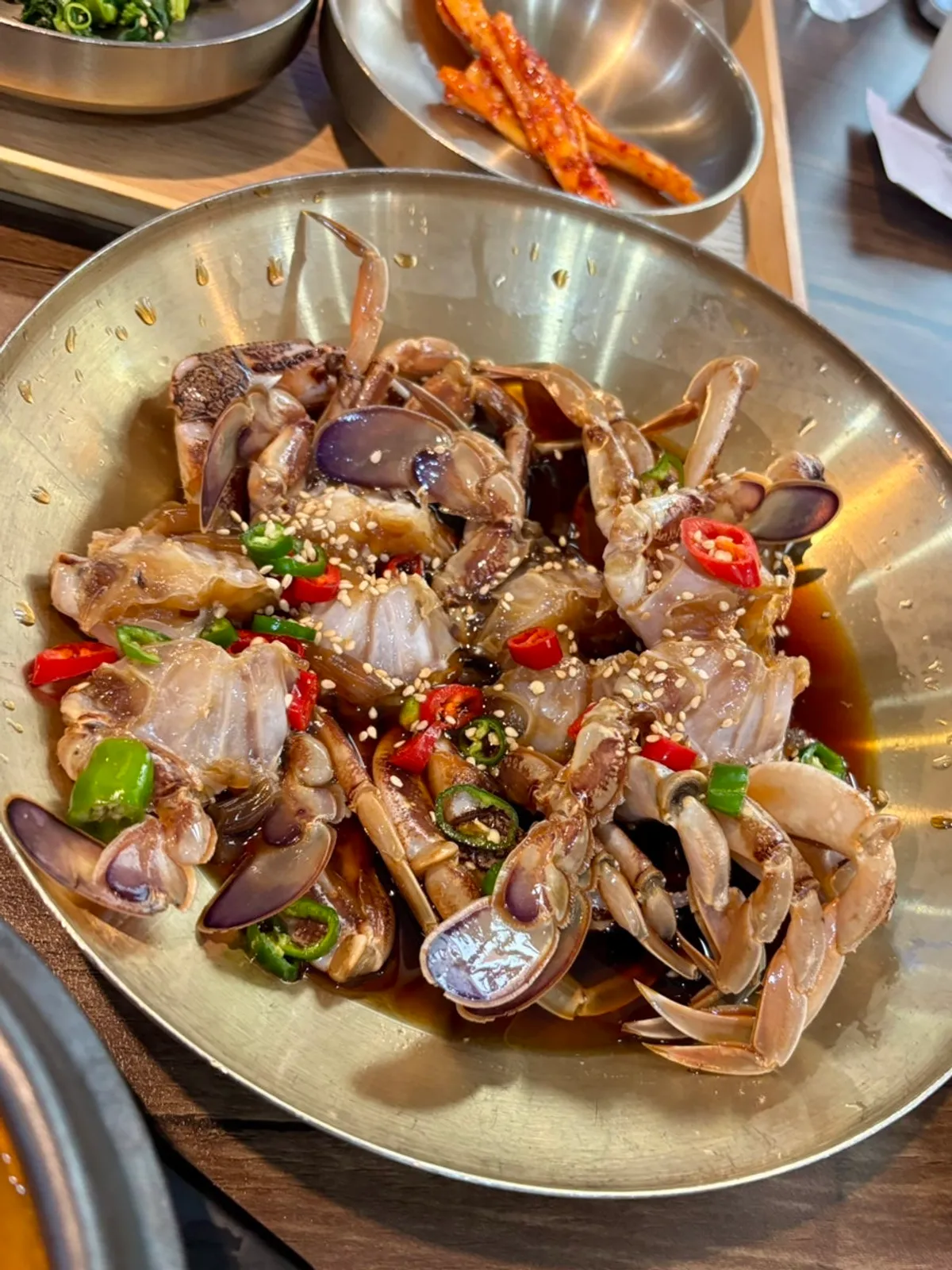 The soy crab set and grilled mackerel set laid out together