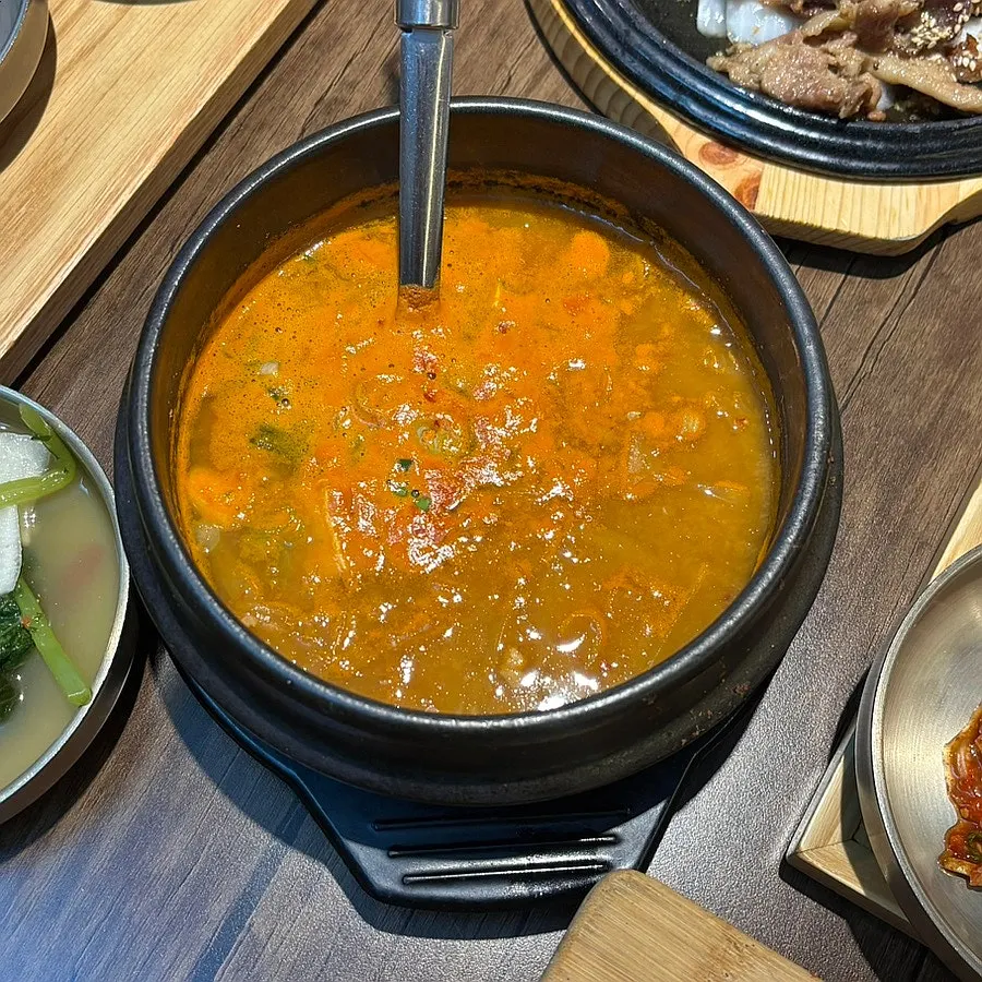 Cheonggukjang served in a stone pot