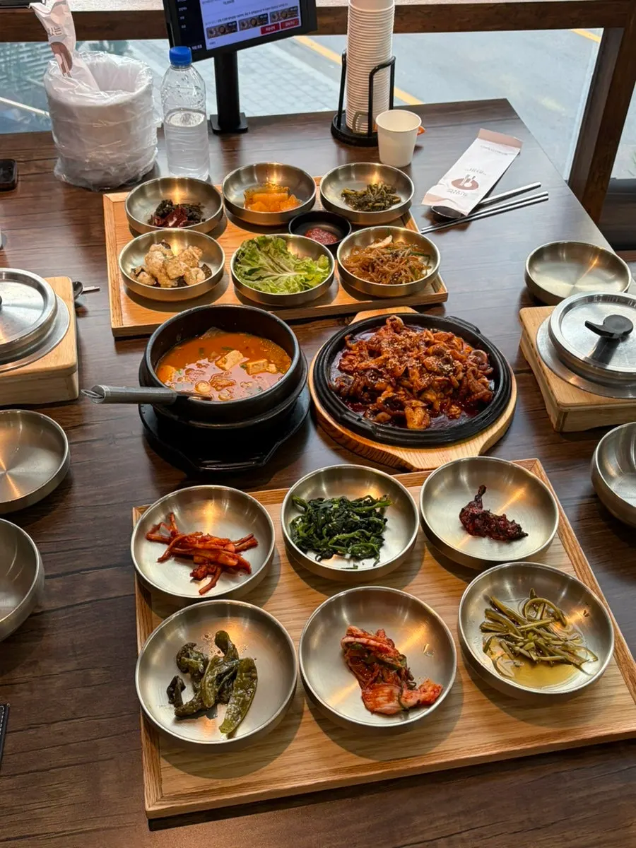 Close-up of the generously loaded table