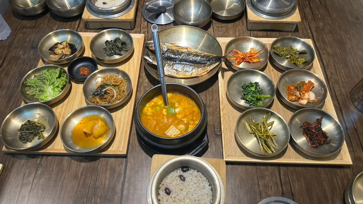 A neatly prepared Korean table meal