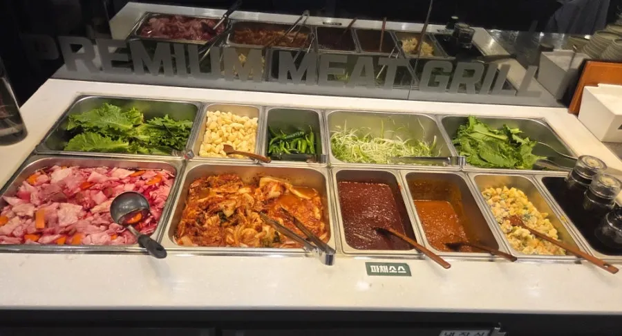 Table spread with side dishes and sauces