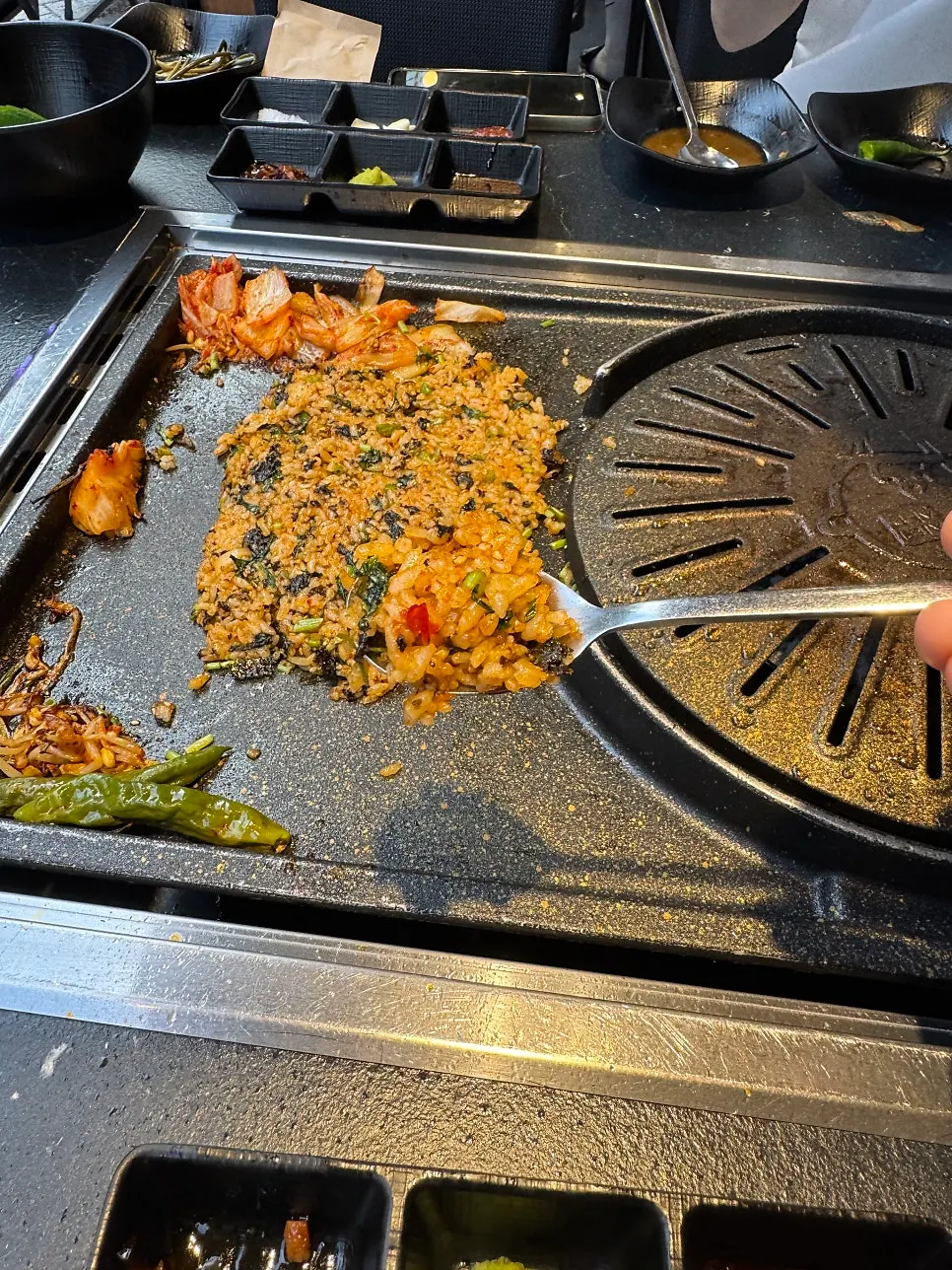 Staff-prepared fried rice served as the closing dish