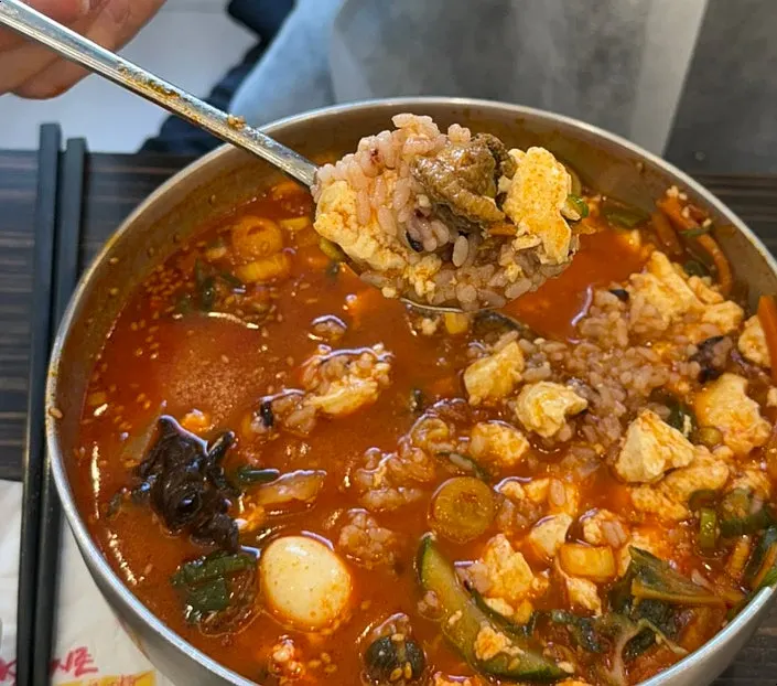 Rice mixed into jjamppong-bap