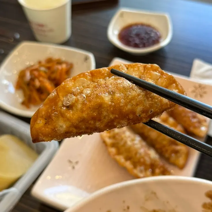 Cross-section of jjamppong-flavored fried dumplings
