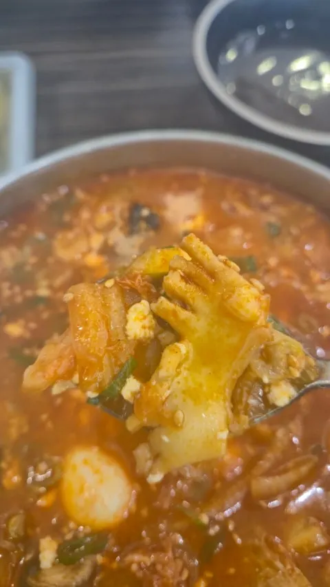 흑미밥을 말아 먹는 순두부짬뽕밥