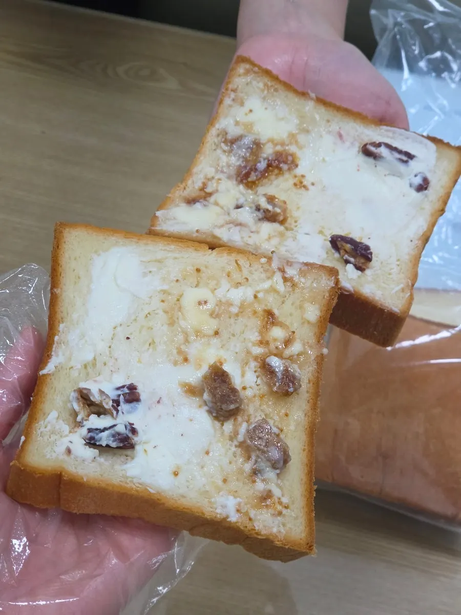 Fig cream cheese paired with fresh milk bread