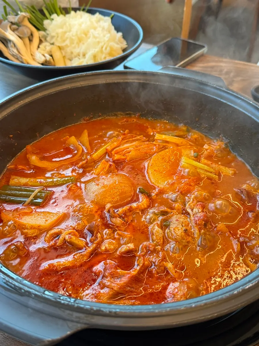 슬라이스한 생오리가 들어간 오리도리탕