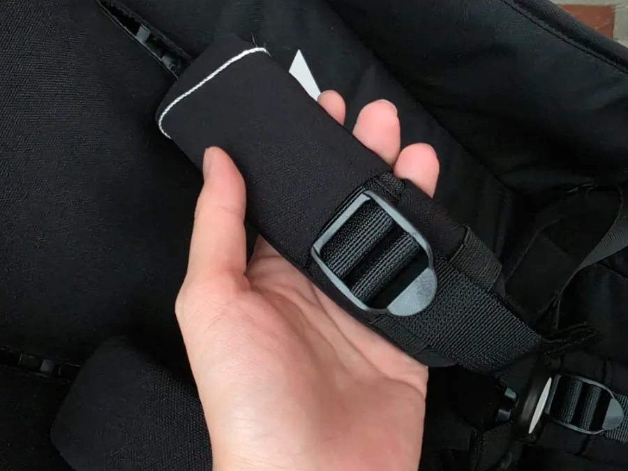 The stroller safety belt area after washing