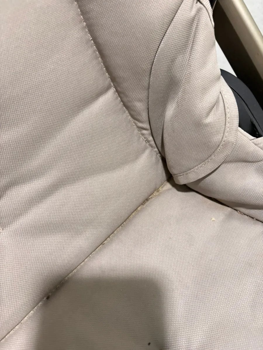 Stained stroller before cleaning