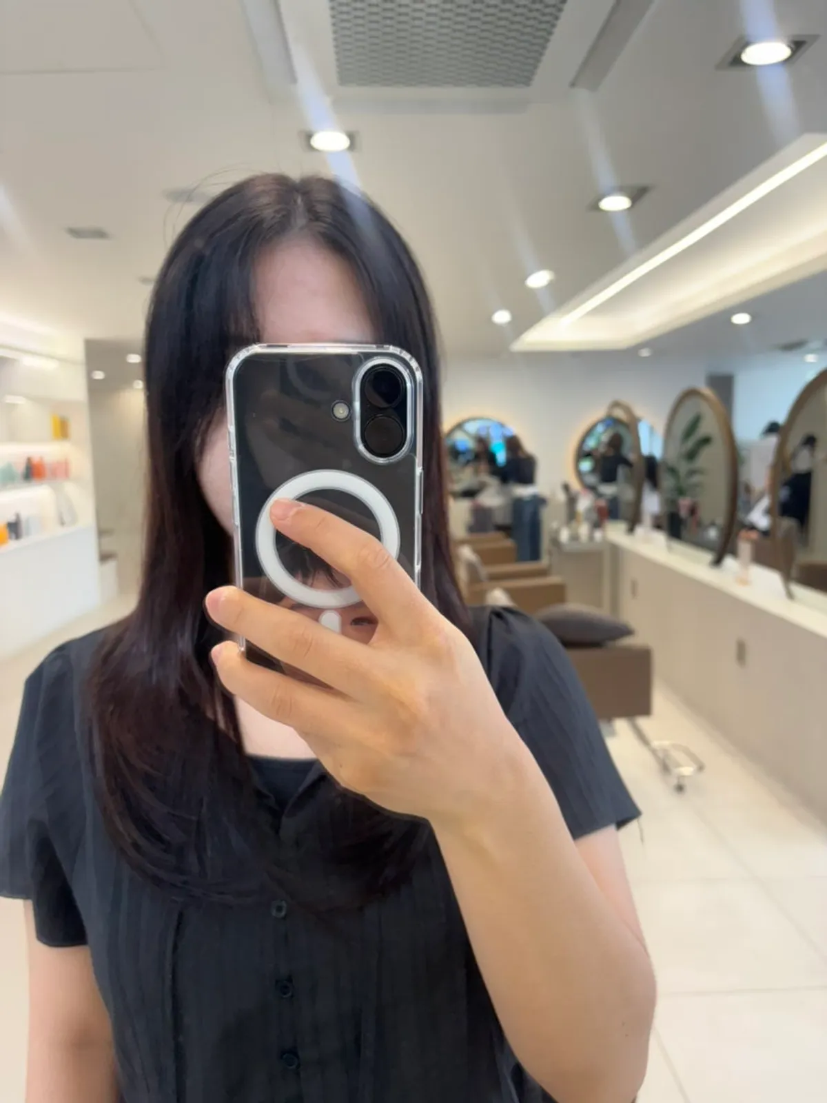 Finished layered cut and volume magic straightening