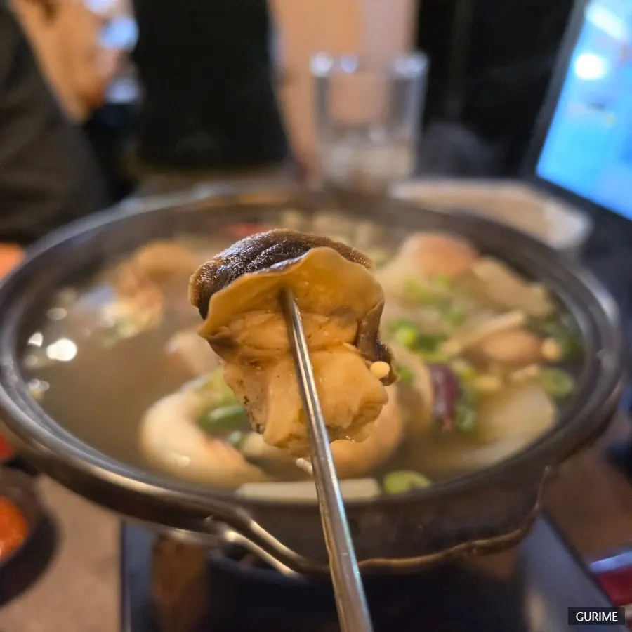 Pot of whelk soup still bubbling