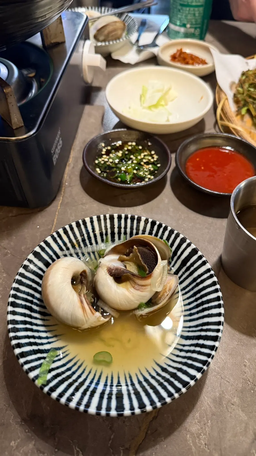 Whole whelk meat easily removed from the shell