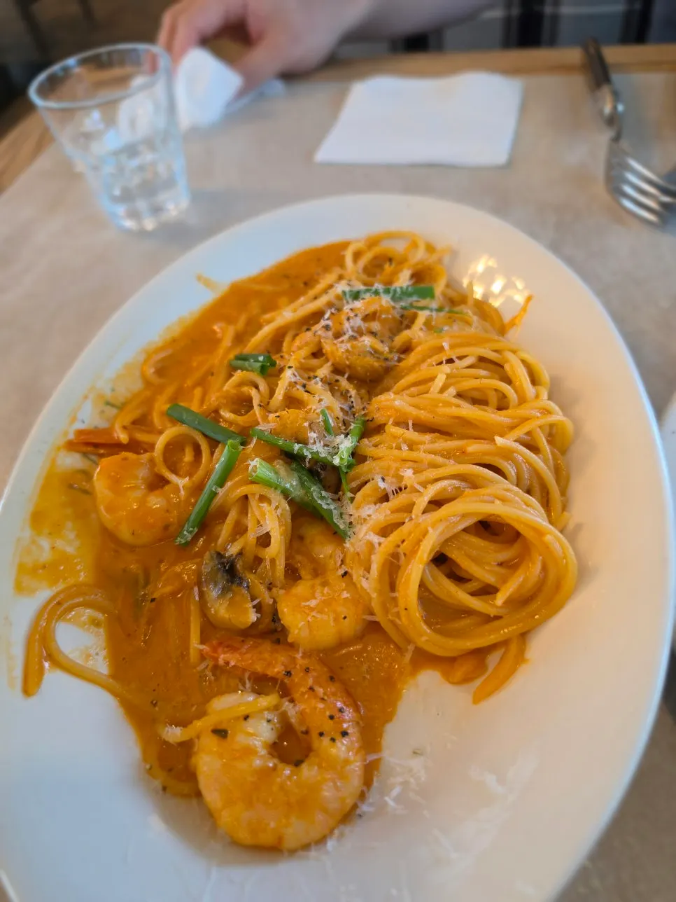 Shrimp rosé pasta at Bueokgan Sangmu Branch
