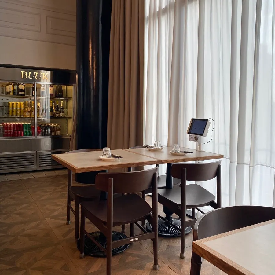 Clean table setup inside Bueokgan Sangmu Branch